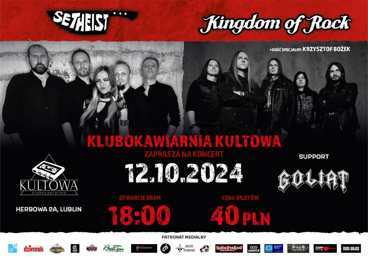 Koncert Kingdom of Rock + go\u015bcie specjalni: Krzysztof Bo\u017cek \/ Setheist \/ Goliat