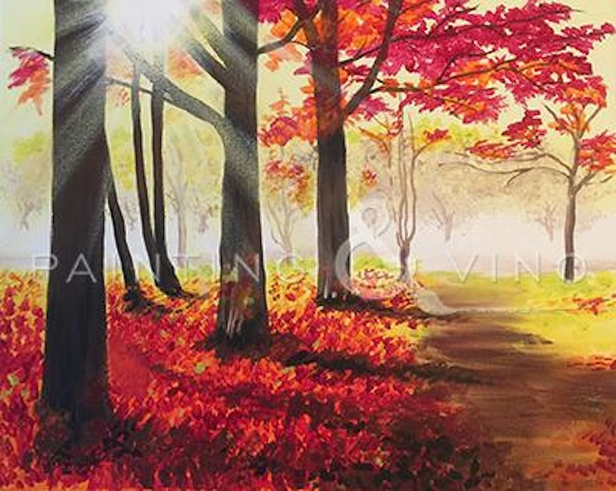 Vibrant Autumn Sunrise: Sip & Paint Adventure!