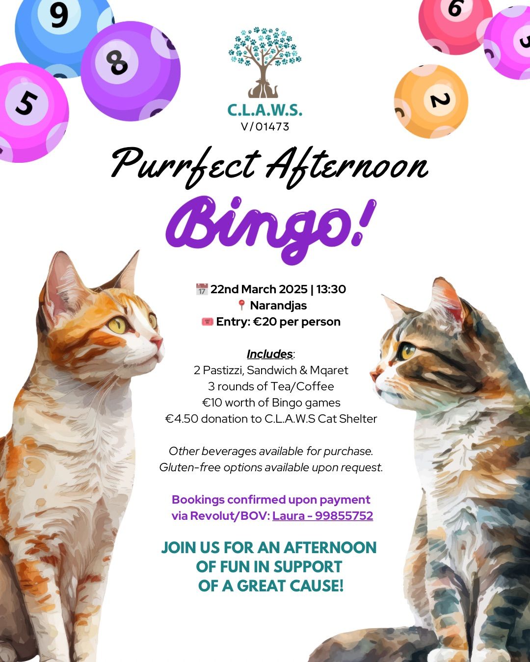 Purrfect Bingo Afternoon \u2013 Support C.L.A.W.S!