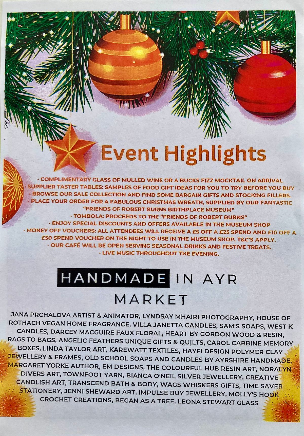 Handmade in Ayr Christmas Shopping Evening