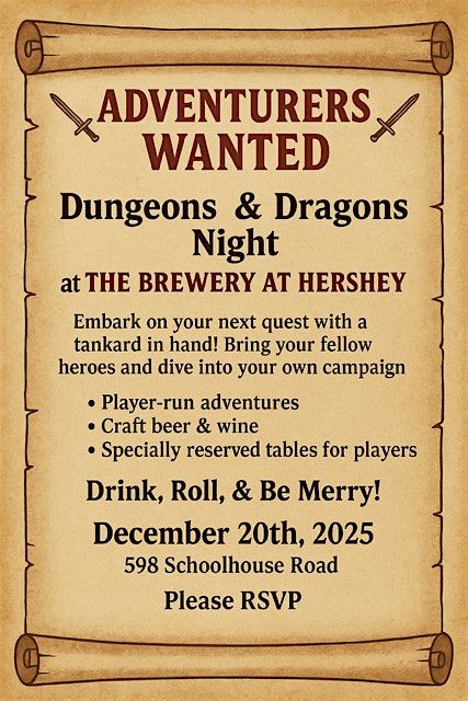 Dungeons & Drafts at The Vineyard at Hershey