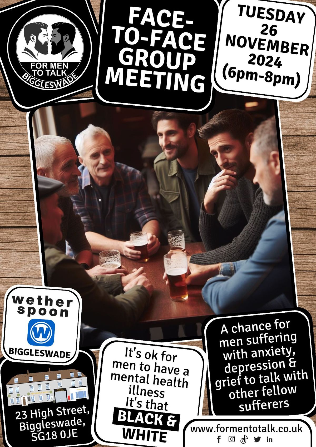 'For Men To Talk' Face-to-Face Group Meeting (Biggleswade)
