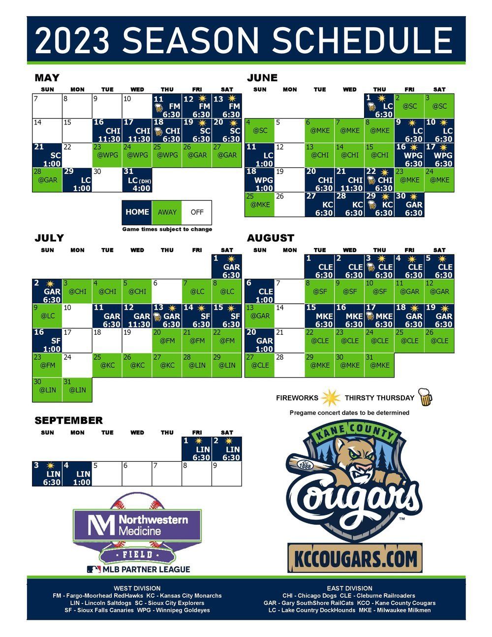 Kane County Cougars at Fargo-Moorhead RedHawks at Newman Outdoor Field