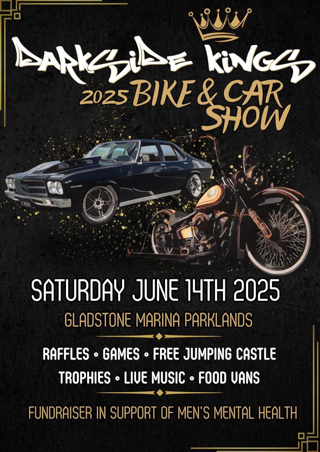 Darkside Kings Bike & Car Show 2025. Men's Mental Health Fundraiser 