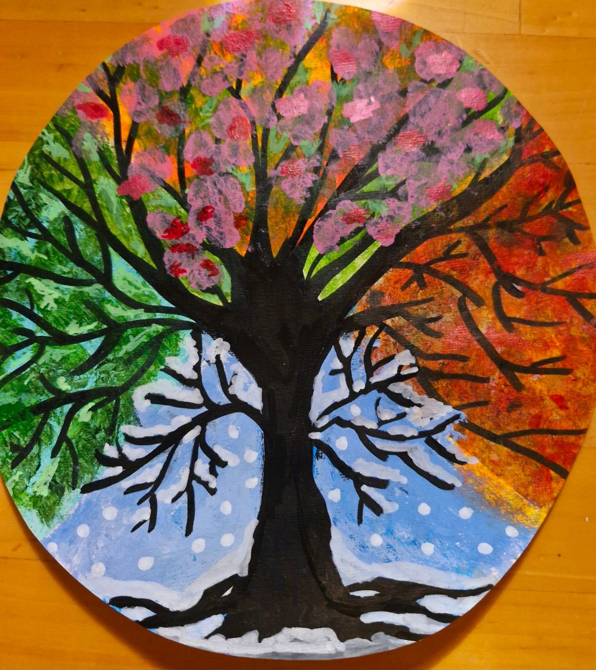 Art Journaling - Tree of four seasons. 