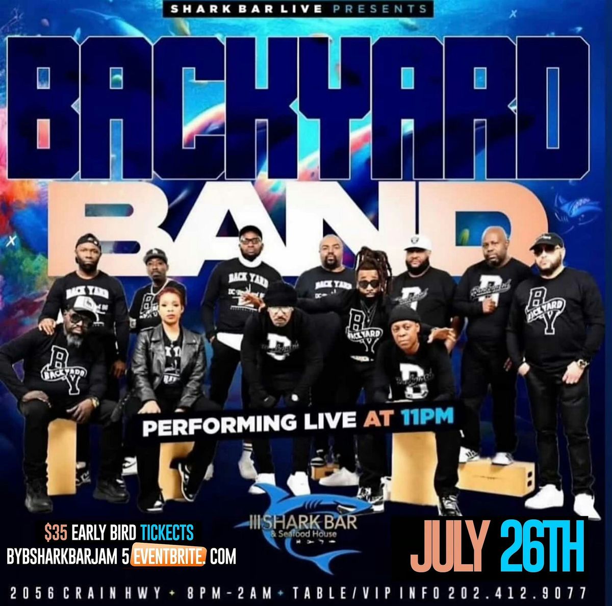 Backyard Band Live at Sharkbar & Seafood House