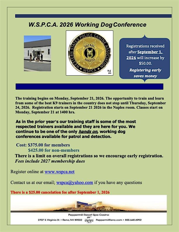 2026 WSPCA Working Dog Conference