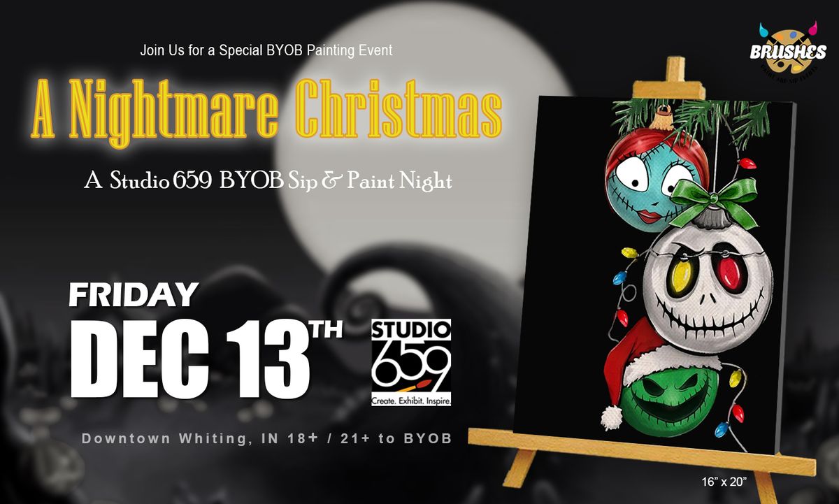 A Nightmare Christmas Paint & Sip Event at Studio 659 in Whiting