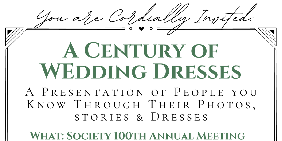 You Are Cordially Invited: Society 100th Annual Meeting