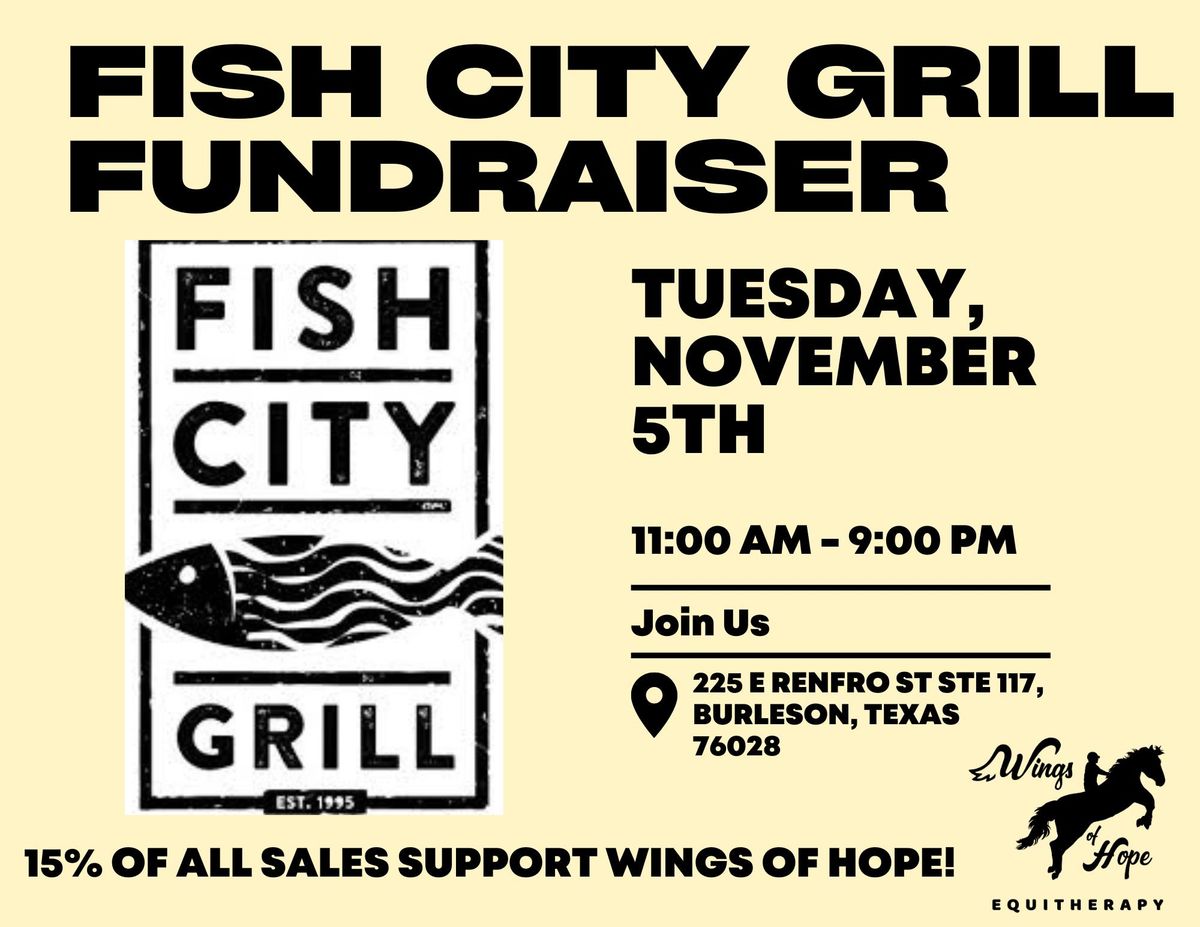 Eat at Fish City Grill to support Wings of Hope Equitherapy