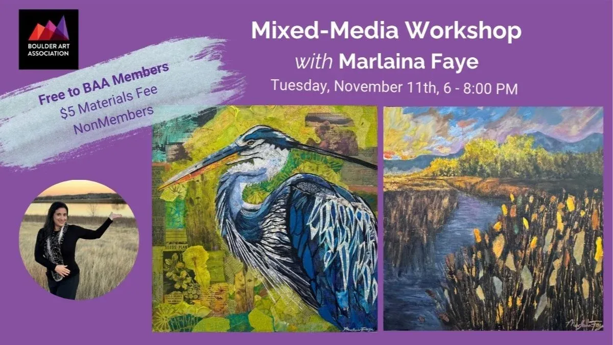 Mixed Media WORKSHOP with Marlaina Faye FREE for BAA Members!