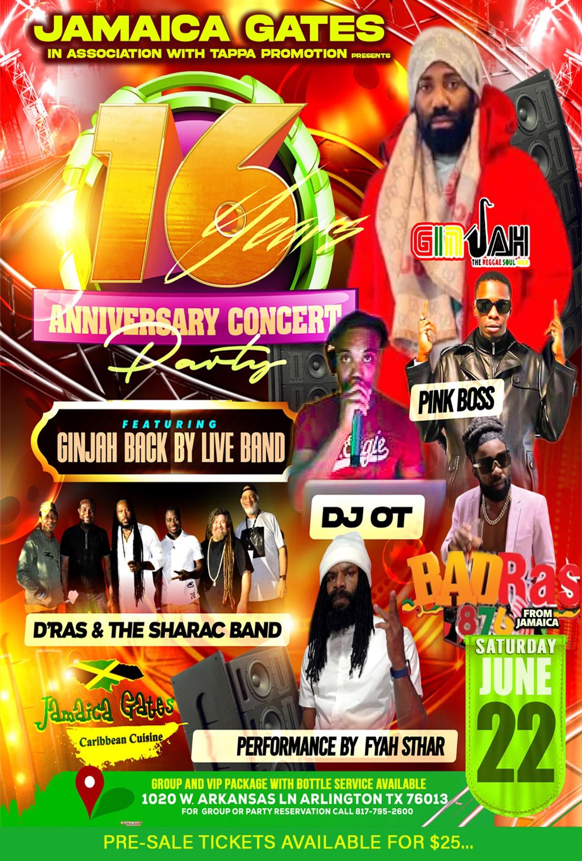 Jamaica Gates 16th Year anniversary Concert & Party 