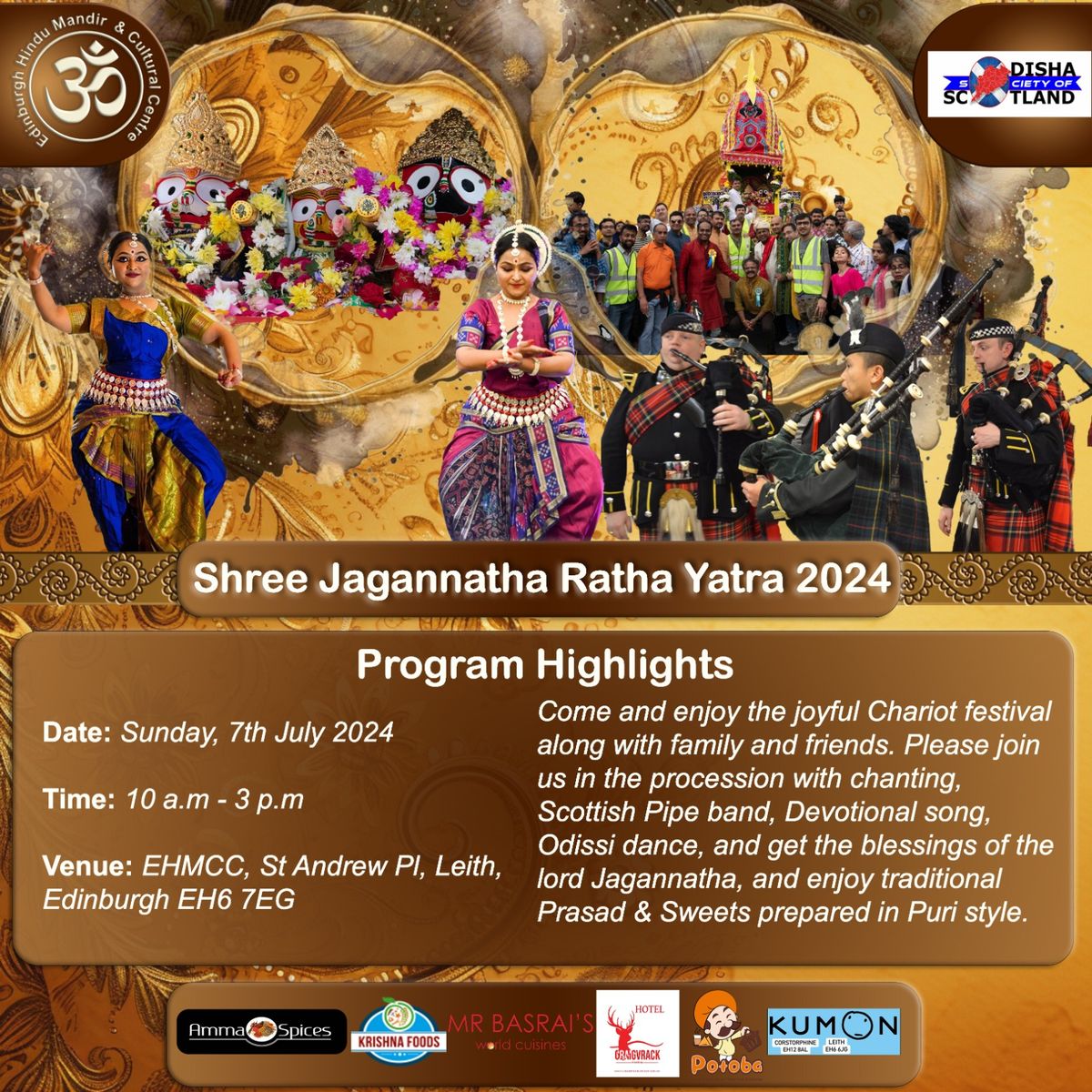Shree Jagannath Ratha Yatra Edinburgh 7th July Sunday 2024