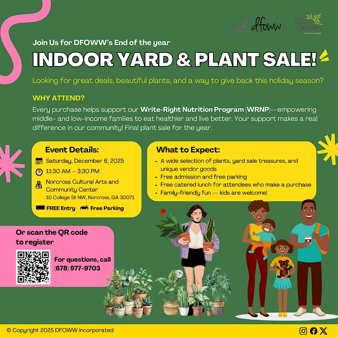 Indoor Yard and Plant Sale - Free Catered Lunch