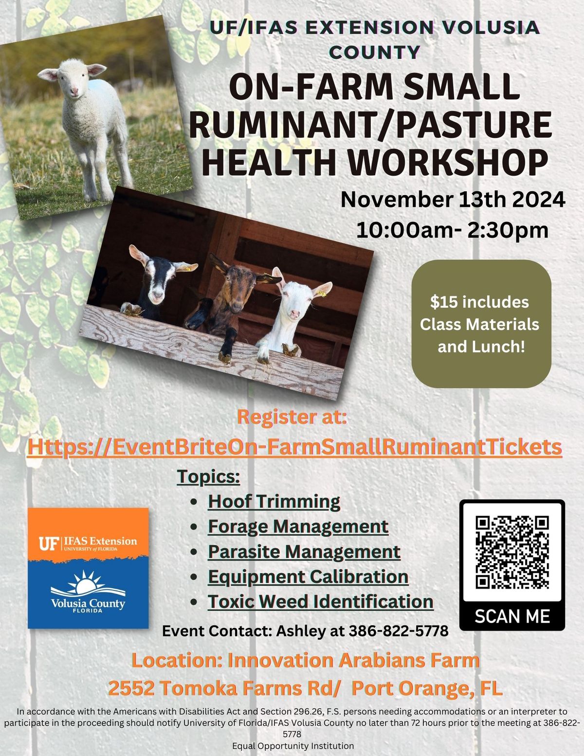 On-Farm Ruminant\/Pasture Health Workshop