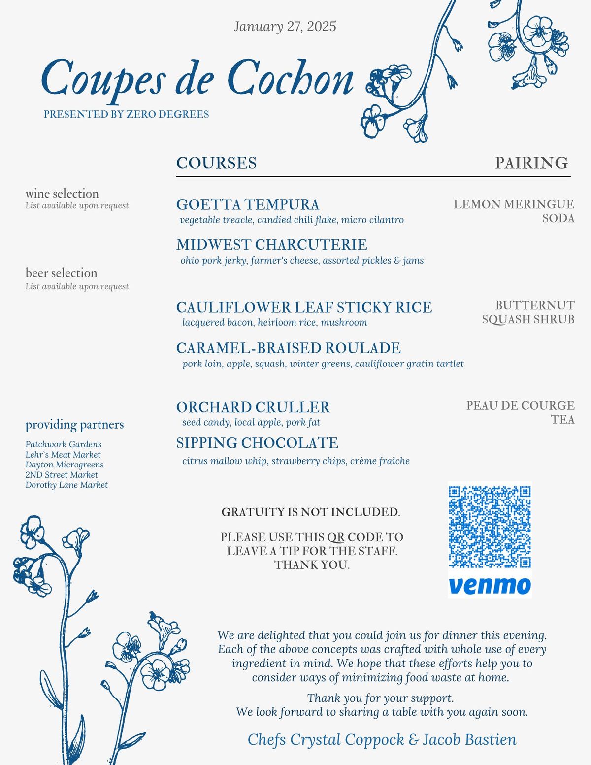 coupes de couchon 6 course dinner