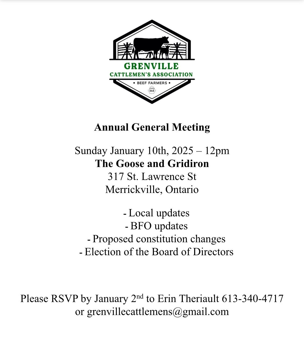 2025 Grenville Cattleman\u2019s Association AGM