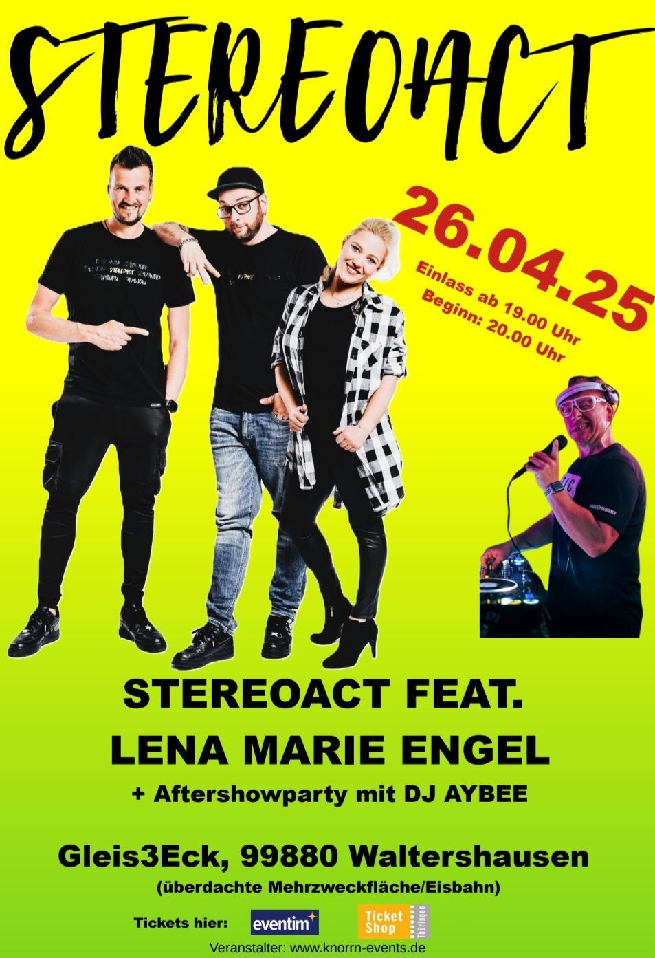 STEREOACT FEAT. LENA MARIE ENGEL + Aftershowparty mit DJ AYBEE