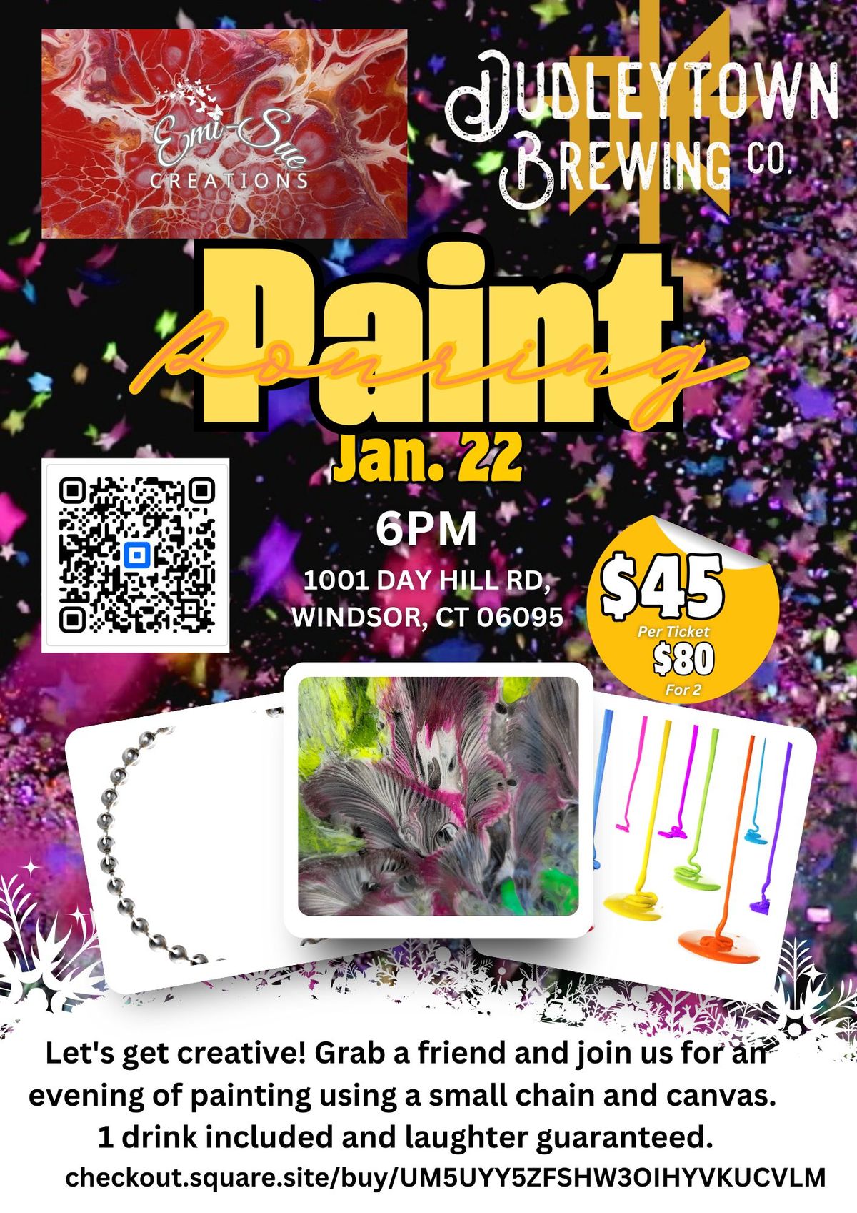 Paint Pouring 1\/22 6pm Dudleytown Brewing