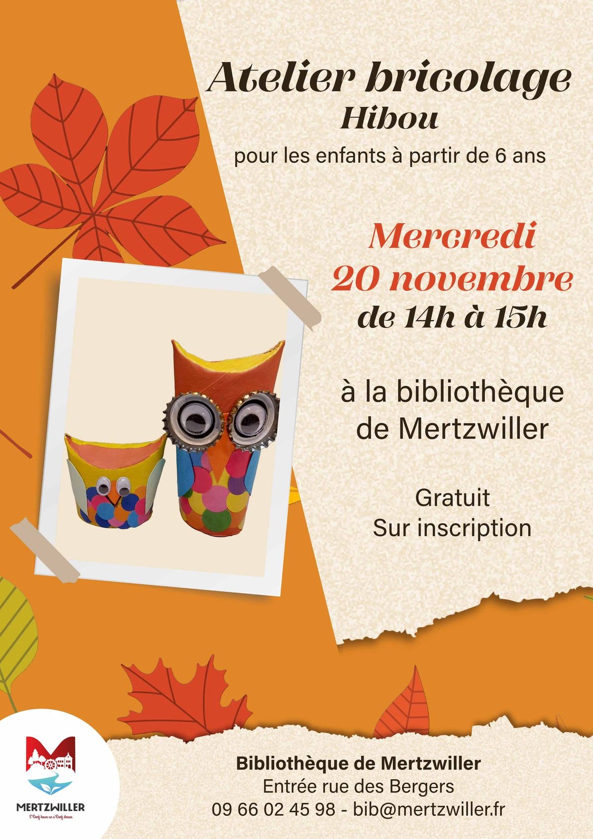 Atelier bricolage Hibou (COMPLET)