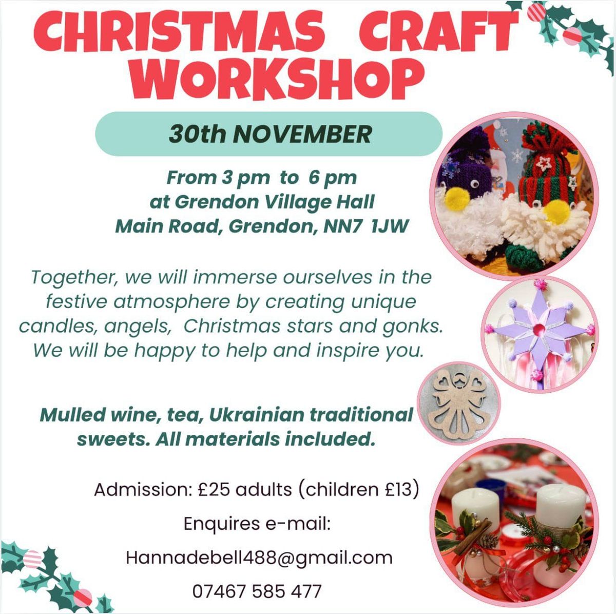  CHRISTMAS WORKSHOP for adults and children 