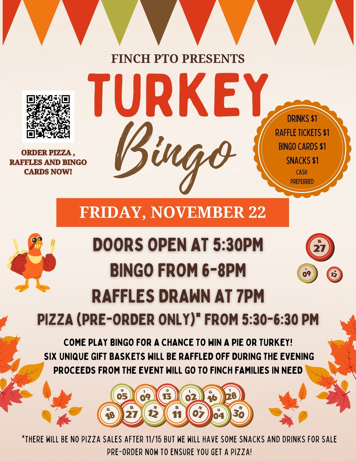 Finch Elementary's Turkey Bingo