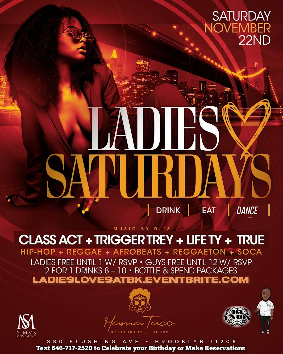 Ladies Love Saturdays Mama Taco Hip hop reggae Party Brooklyn NYC