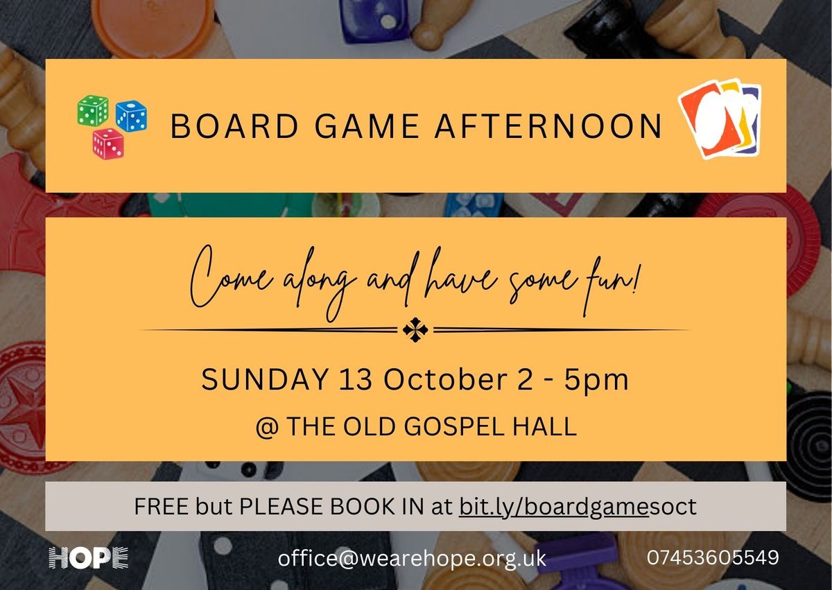 FREE Board Game Afternoon Sun 13 October 2024