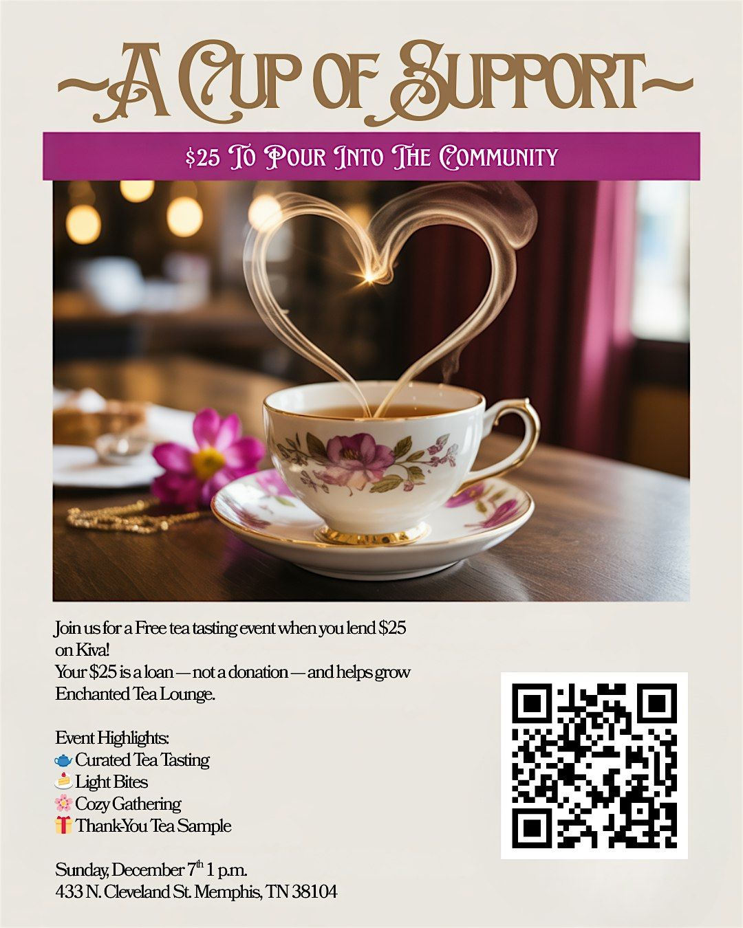 \u2728 A CUP OF SUPPORT \u2728$25 to Pour Into Community \u2013 Free Tea Experience -