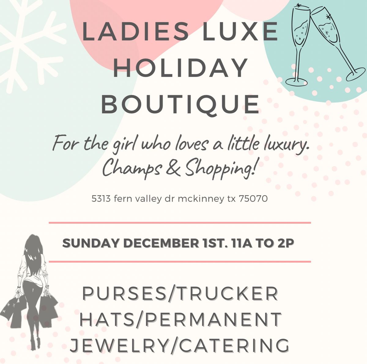 Ladies Luxe Holiday Boutique - Champs & Shopping \ud83d\udecd\ufe0f\ud83e\udd42