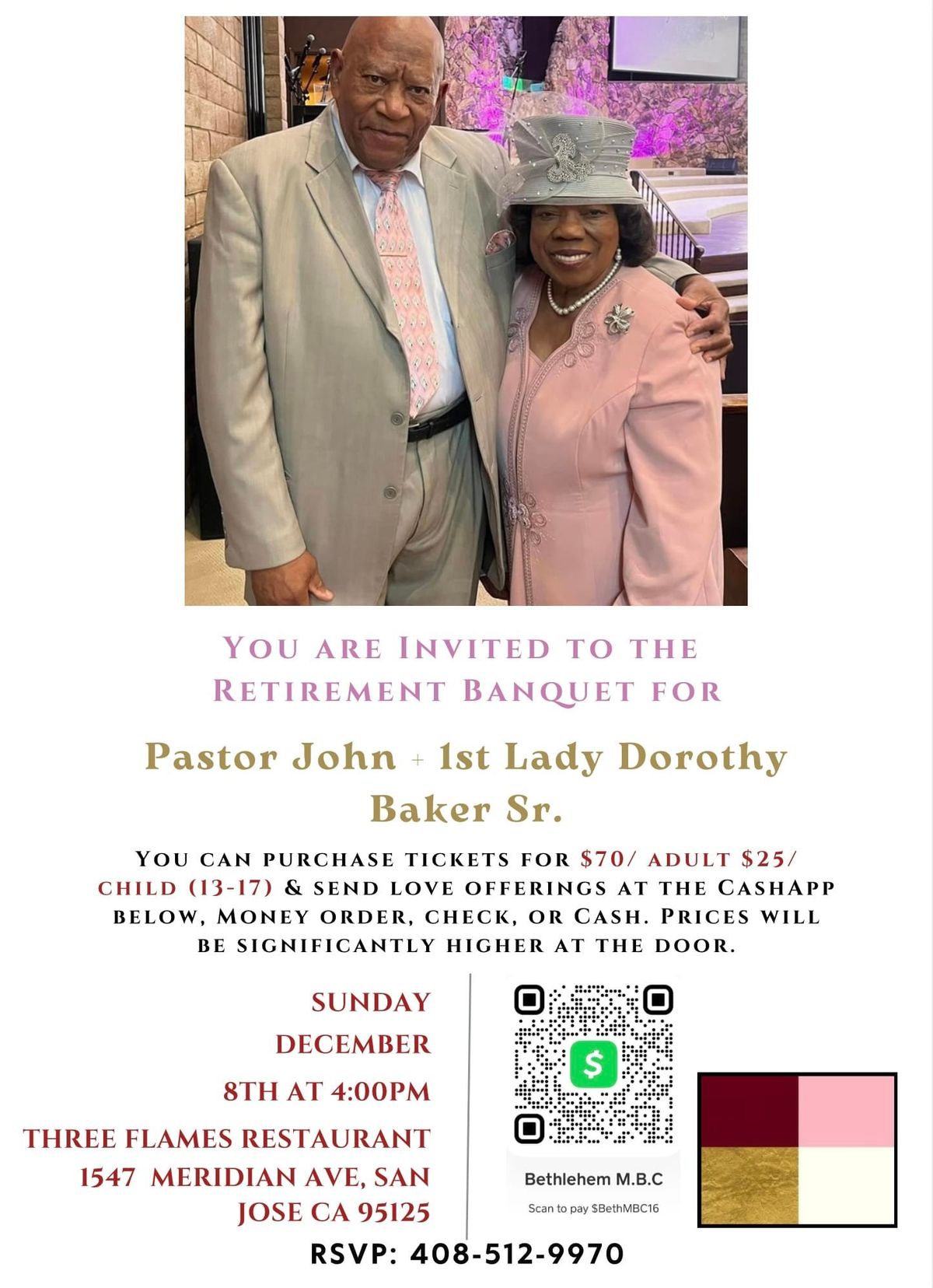 Retirement Celebration for Pastor John and 1st Lady Baker Sr.