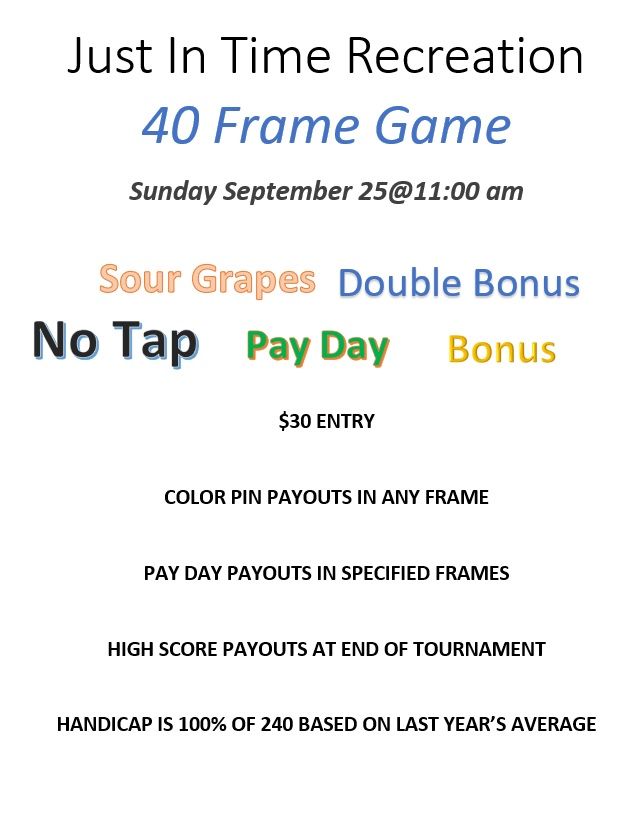 40 Frame Game, JustInTime Recreation, Lewiston, 25 September 2022