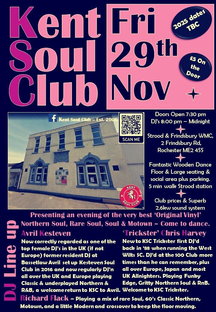 Kent Soul Club - Friday 29th November 2024