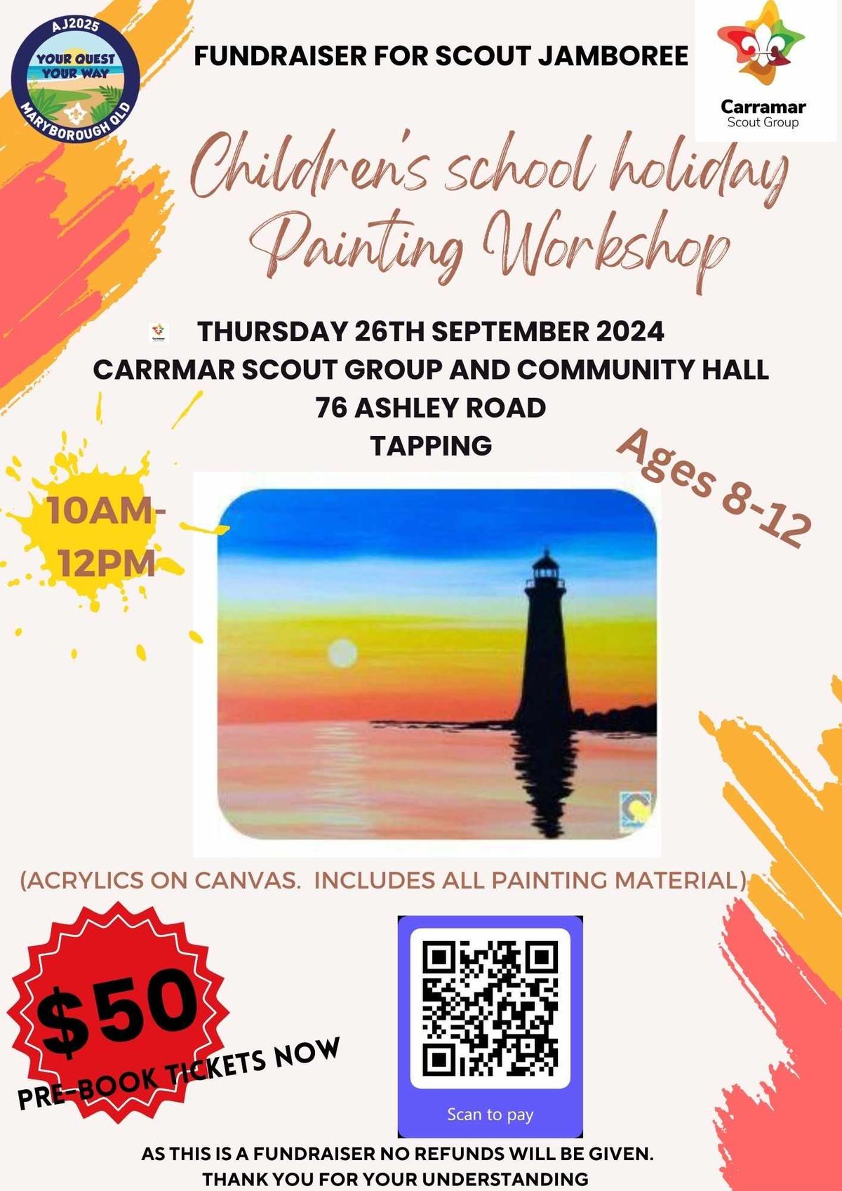 Painting Workshop for Kids - School Holiday Event - Fundraiser for Carramar Scouts