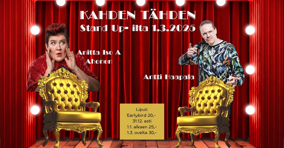 Kahden t\u00e4hden Stand Up- ilta Kepolan Olohuoneella 