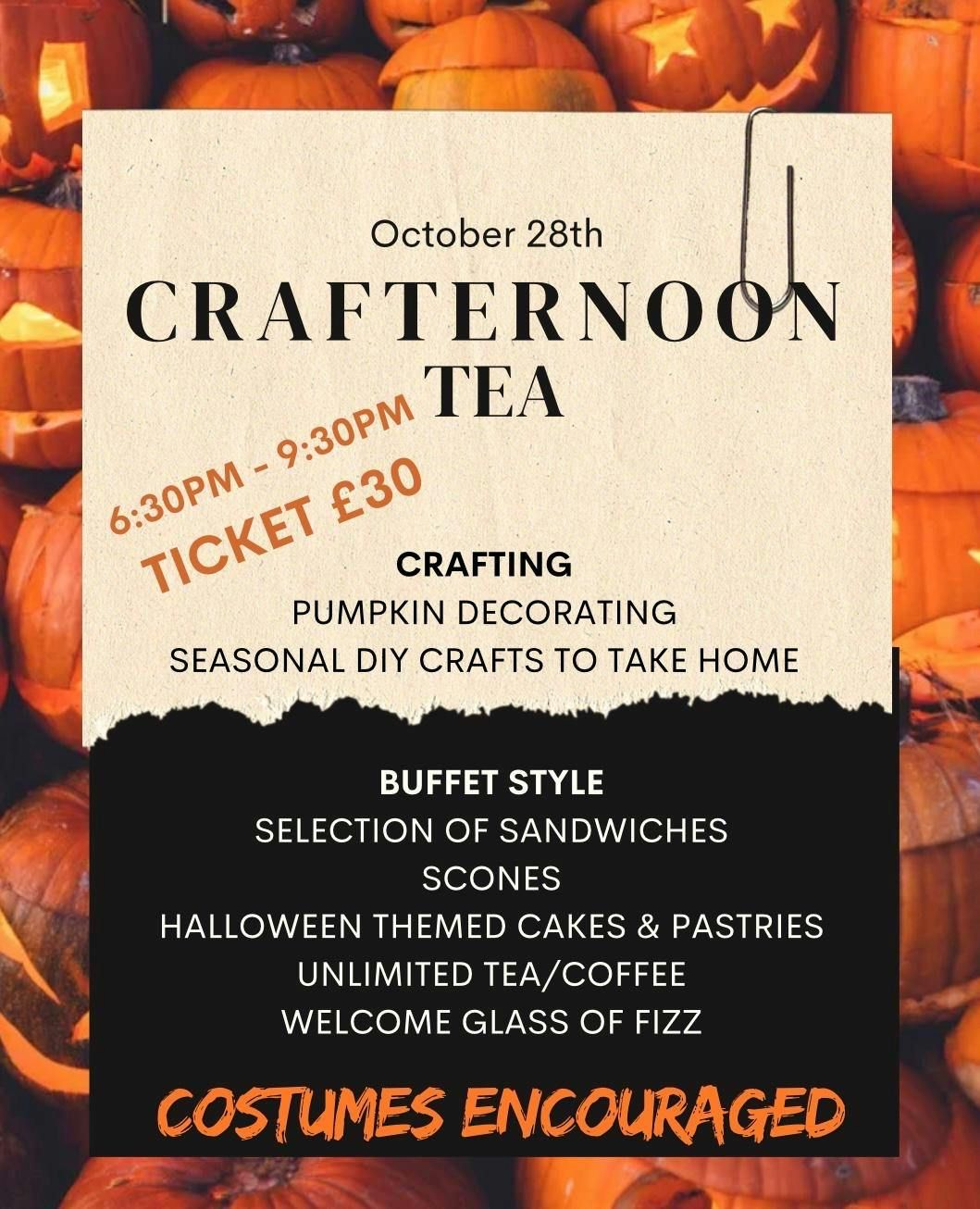 Adults Halloween Crafternoon Tea 