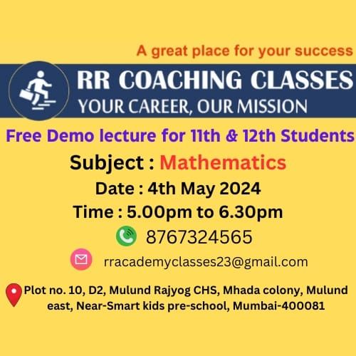 Free Mathematics demo lecture for 11th and 12th standard. 