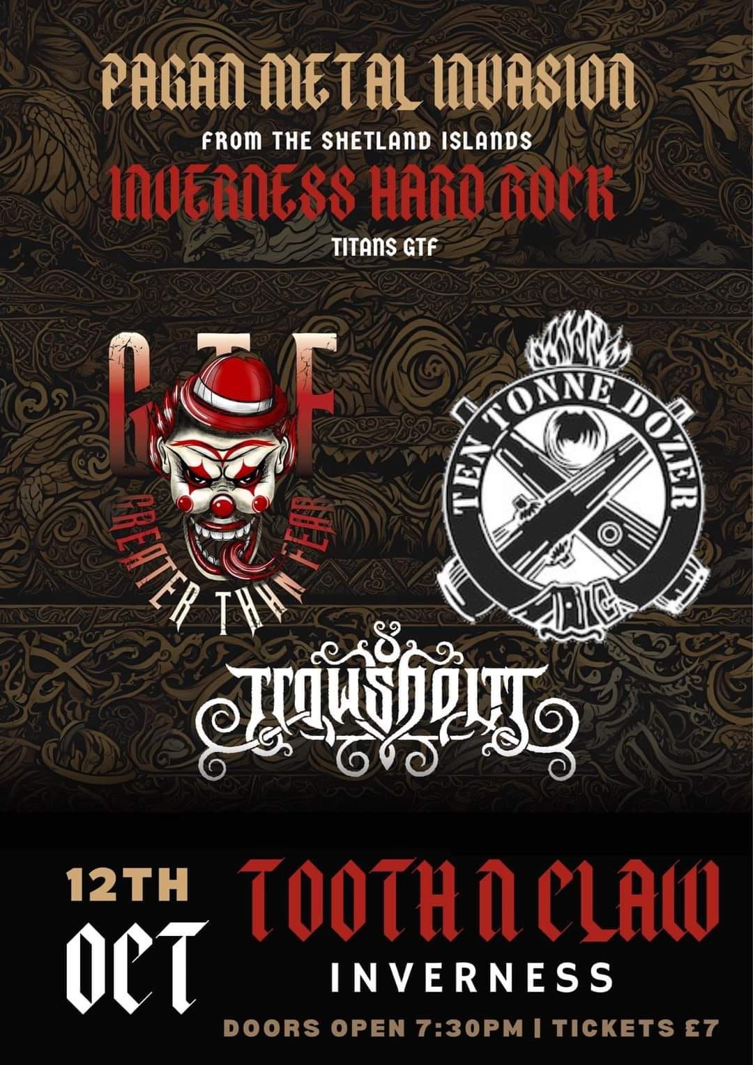 Ten Tonne Dozer, Trowsholm and Greater Than Fear Live in Tooth and Claw