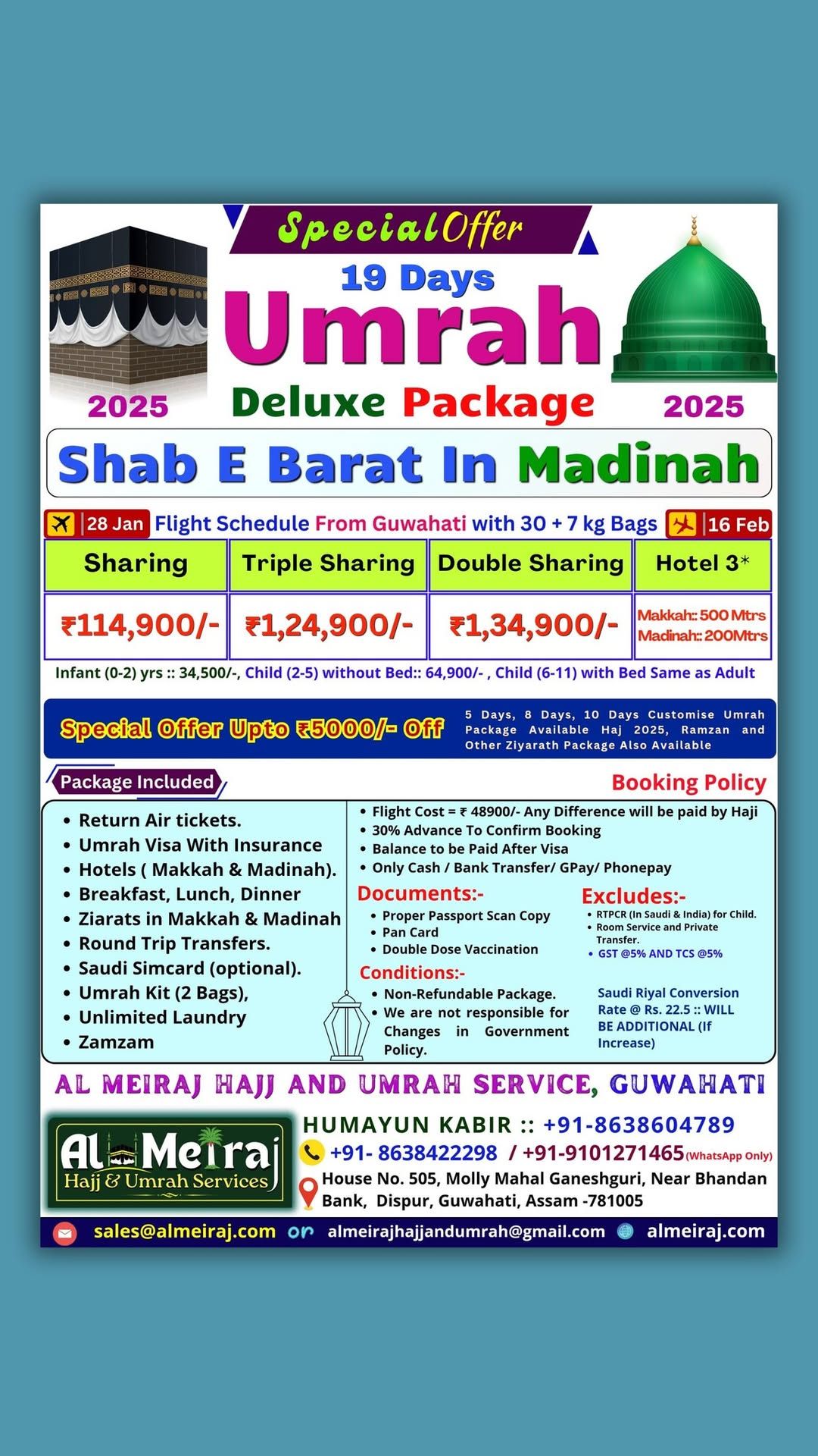 Shab E Barat Umrah Package From Guwahati