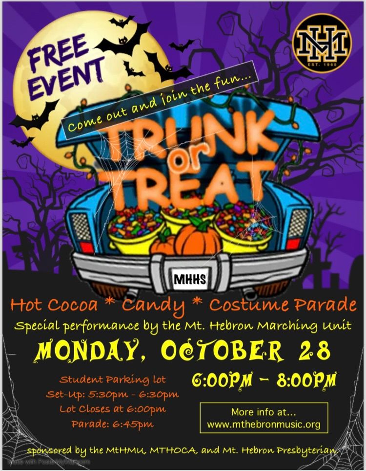 Mt. Hebron Marching Unit Annual Trunk or Treat & Costume Parade