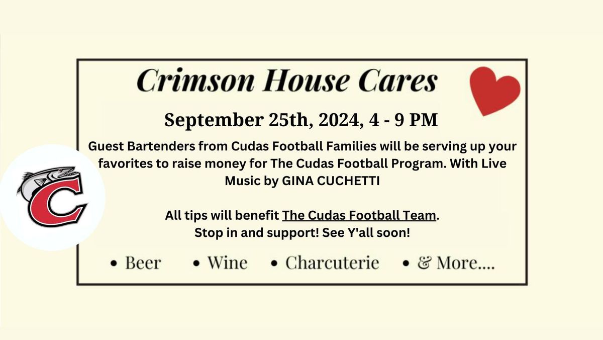 Crimson House Cares with live music by Gina Cuchetti - Cudas Football