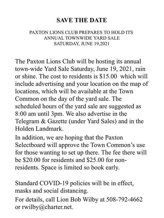 Paxton Town Wide Yard Sale, Paxton, Massachusetts, 19 June 2021