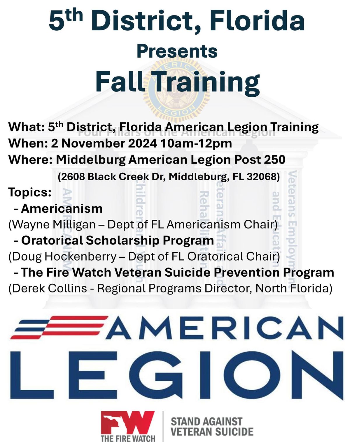 District 5 Florida Fall Training | Post 250 | Middleburg, Florida