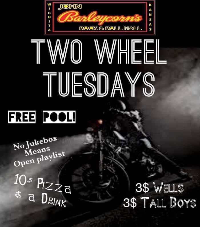 Two Wheel Tuesdays at John Barleycorn\u2019s