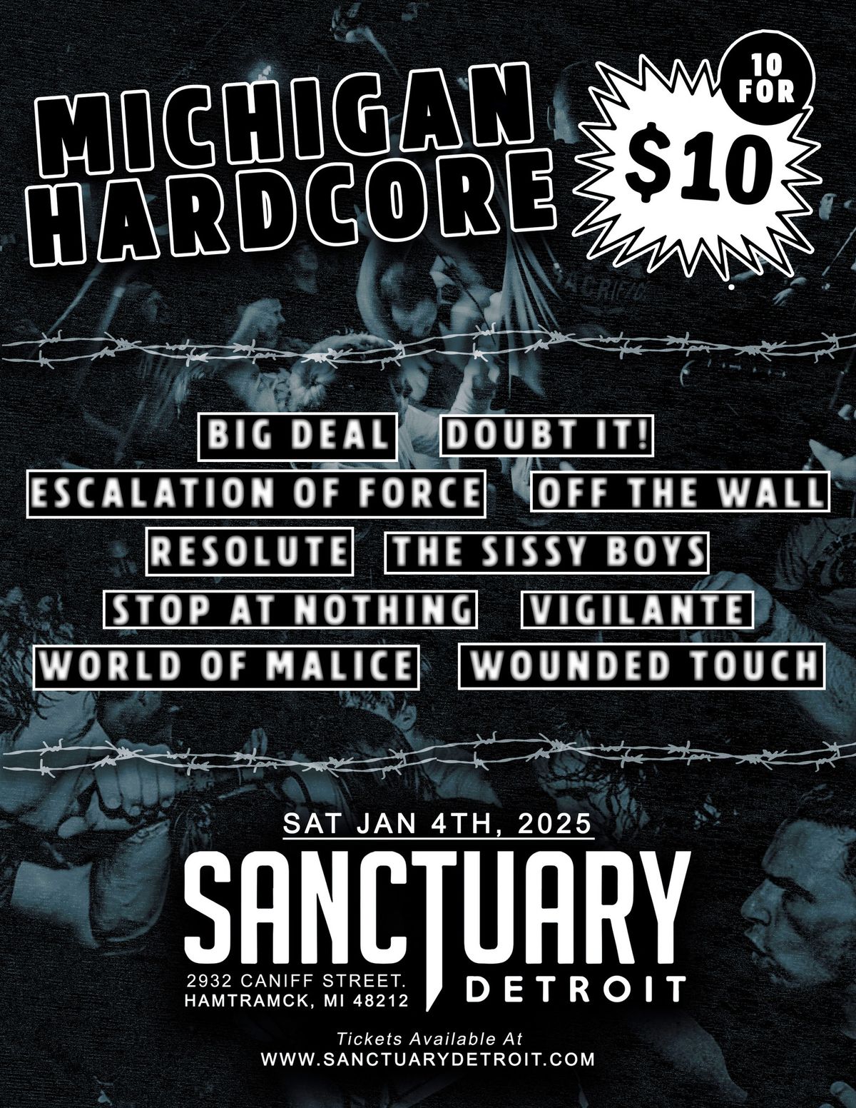 Michigan Hardcore 10 for $10.00 at The Sanctuary 1\/4\/25