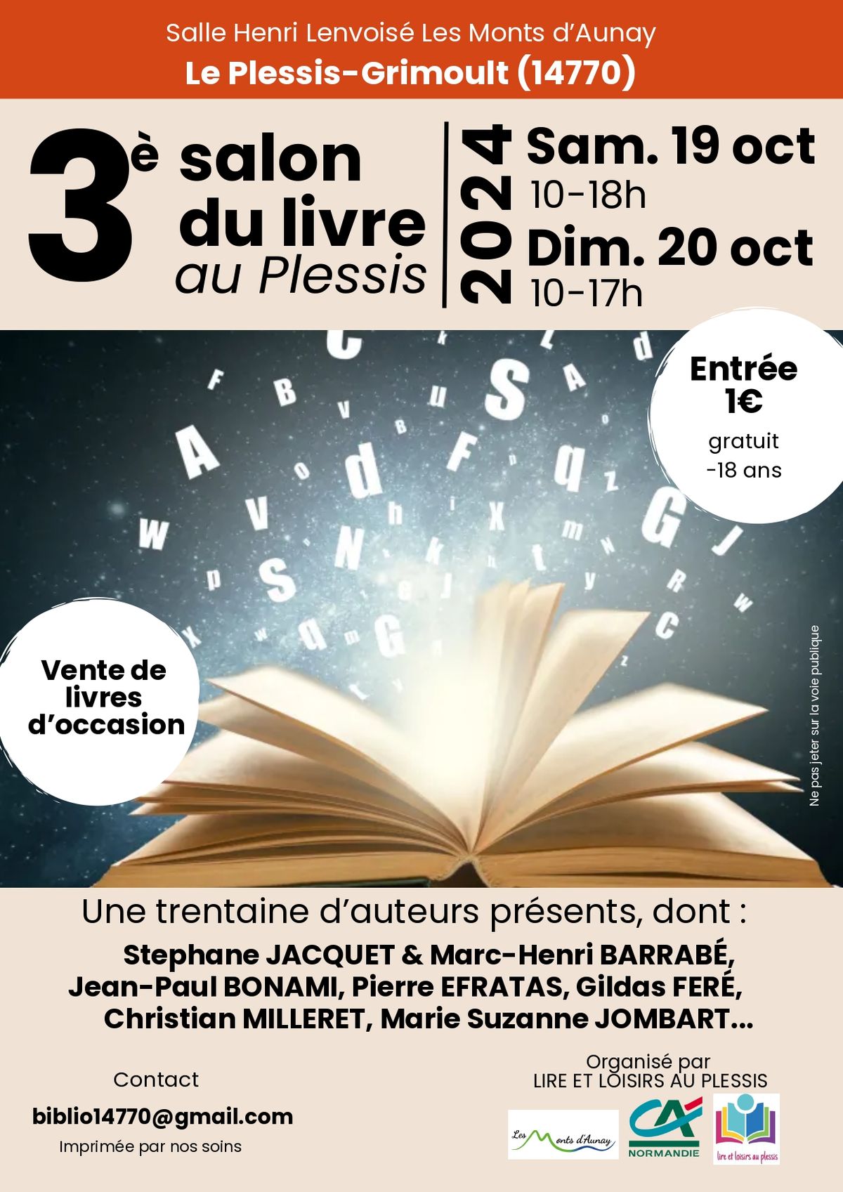 3\u00e8me salon du livre "livres au plessis"19 et 20 octobre 2024