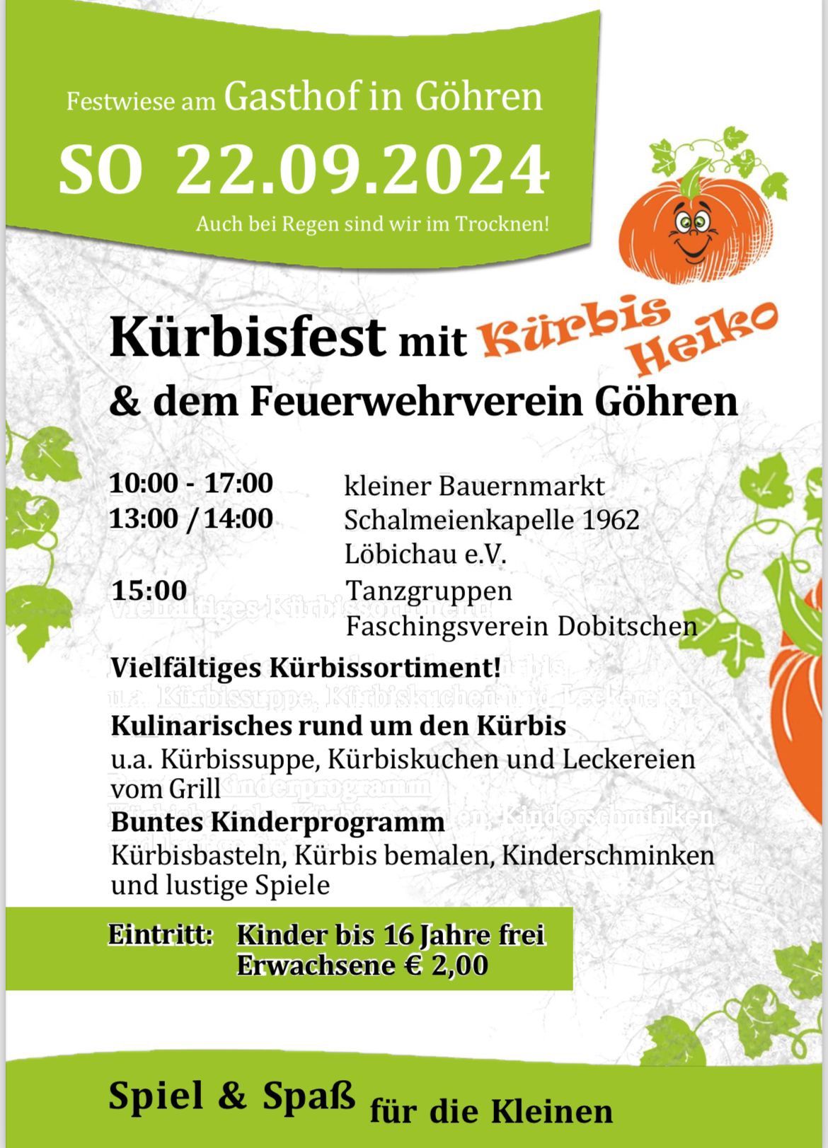 K\u00fcrbisfest mit K\u00fcrbis Heiko und dem Feuerwehrverein G\u00f6hren 