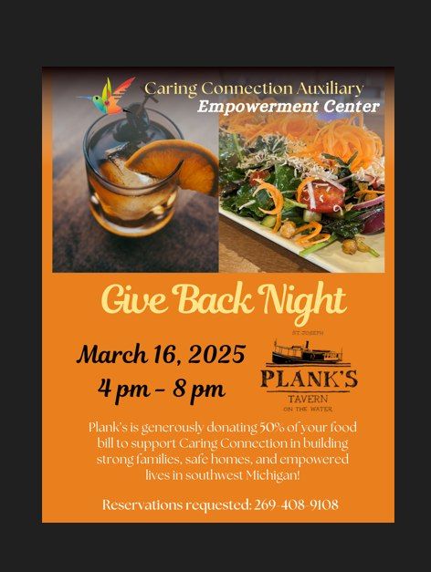 Caring Connection Auxiliary Give-back Night at Plank's