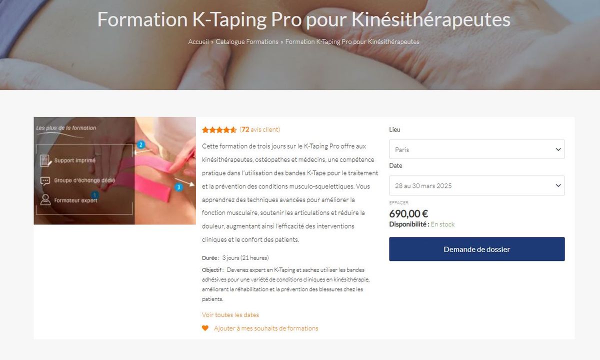 Formation K-Taping Pro pour Kin\u00e9sith\u00e9rapeutes