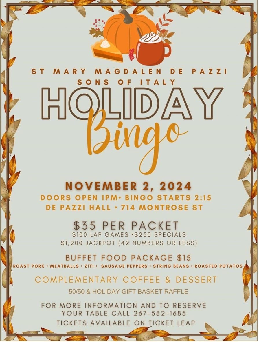 St. Mary Magdalen SOI Holiday Bingo